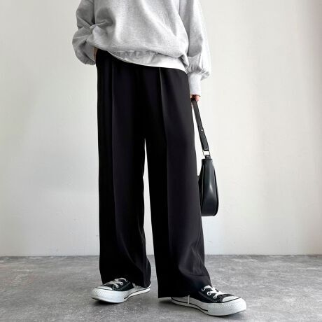 2025 fredy emue フレディ エミュ とろみツイルタックスラックス パンツ 黒 サイズ39(高身長サイズ) /ノーリーズ NOLLEY'S拍卖