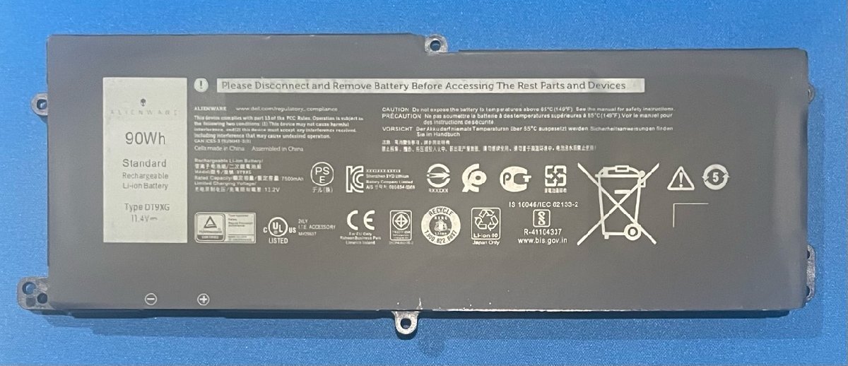 純正 新品 DELL Alienware Area-51m 等用 バッテリー DT9XG拍卖