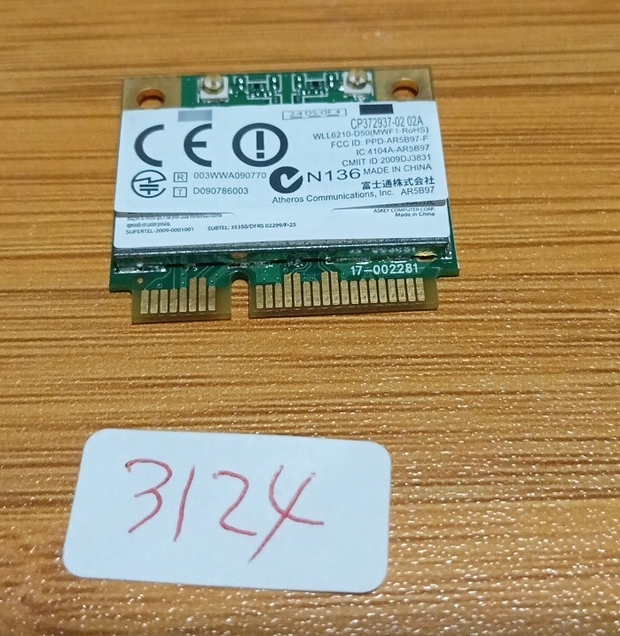 動作品★富士通ESPRIMO FH77/ED 用修理交換用無線LANカード WLL6210-D50 No.3124拍卖