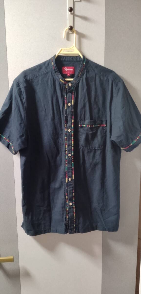 supreme band color shirt シュプリーム バンドカラー シャツ 半袖 M拍卖
