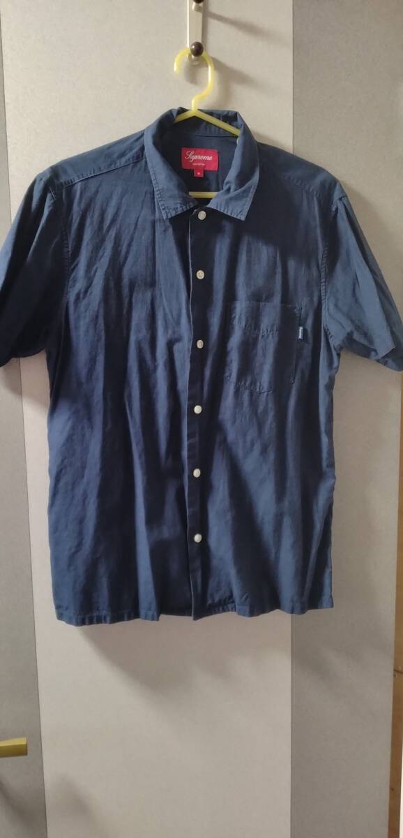 supreme shirt シュプリーム 半袖 シャツ S ネイビー 紺 拍卖