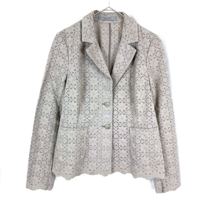 セオリーリュクス Theory luxe 総レースジャケット 花 カットワークレース グレージュ 送料無料 i0807n0057 中古 古着 ブランド古着DB拍卖