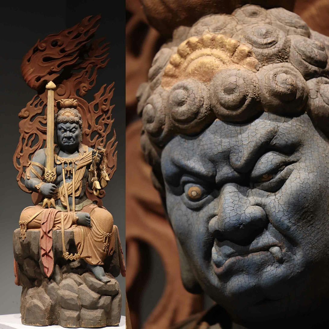 ▼渡鶴羽▼A670明時代 楠木彩絵 不動明王 楠木細工彫刻★仏教古美術★仏像★細密細工★廃寺旧蔵★廃寺買出品拍卖