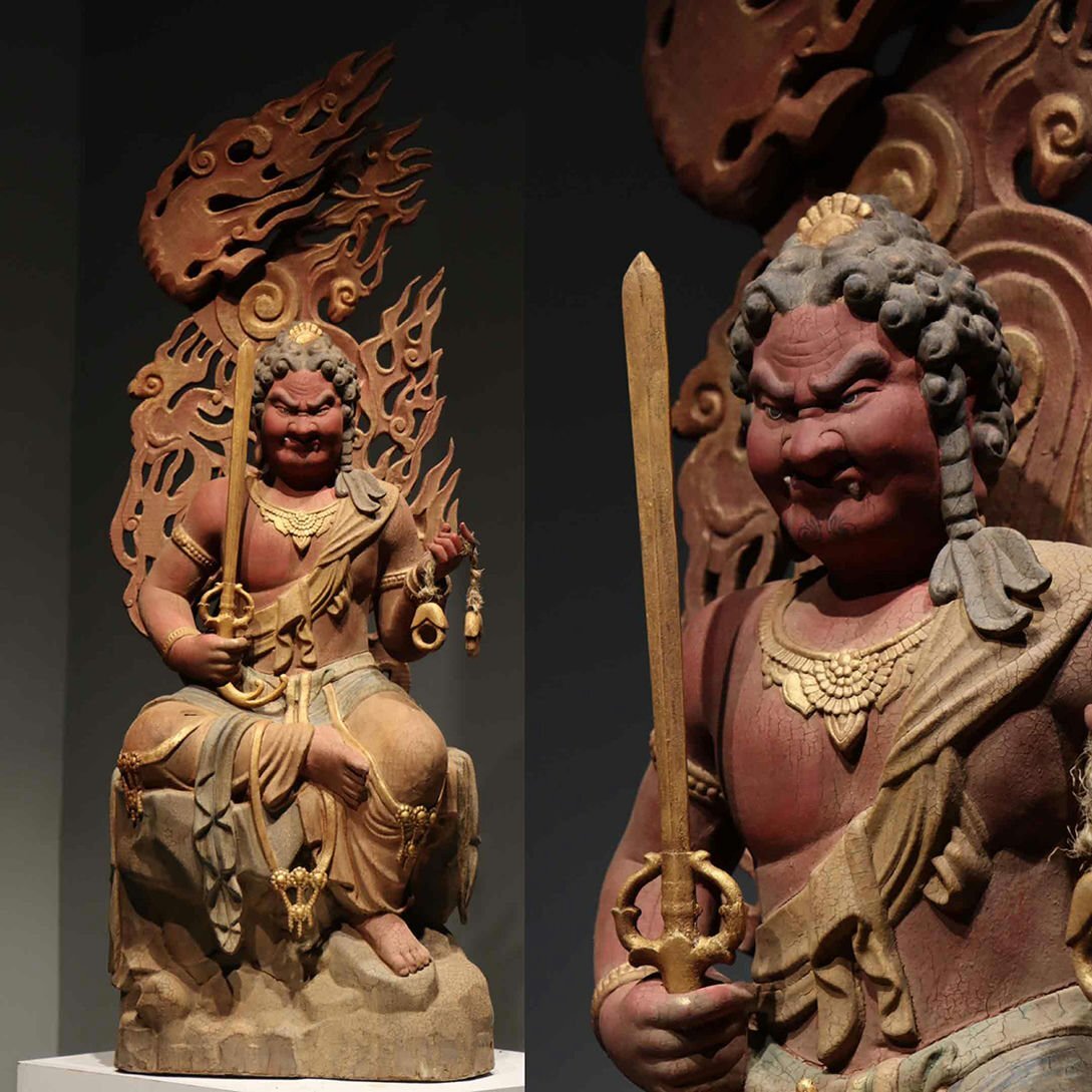 ▼渡鶴羽▼A673明時代 楠木彩絵 不動明王 楠木細工彫刻★仏教古美術★仏像★細密細工★廃寺旧蔵★廃寺買出品拍卖