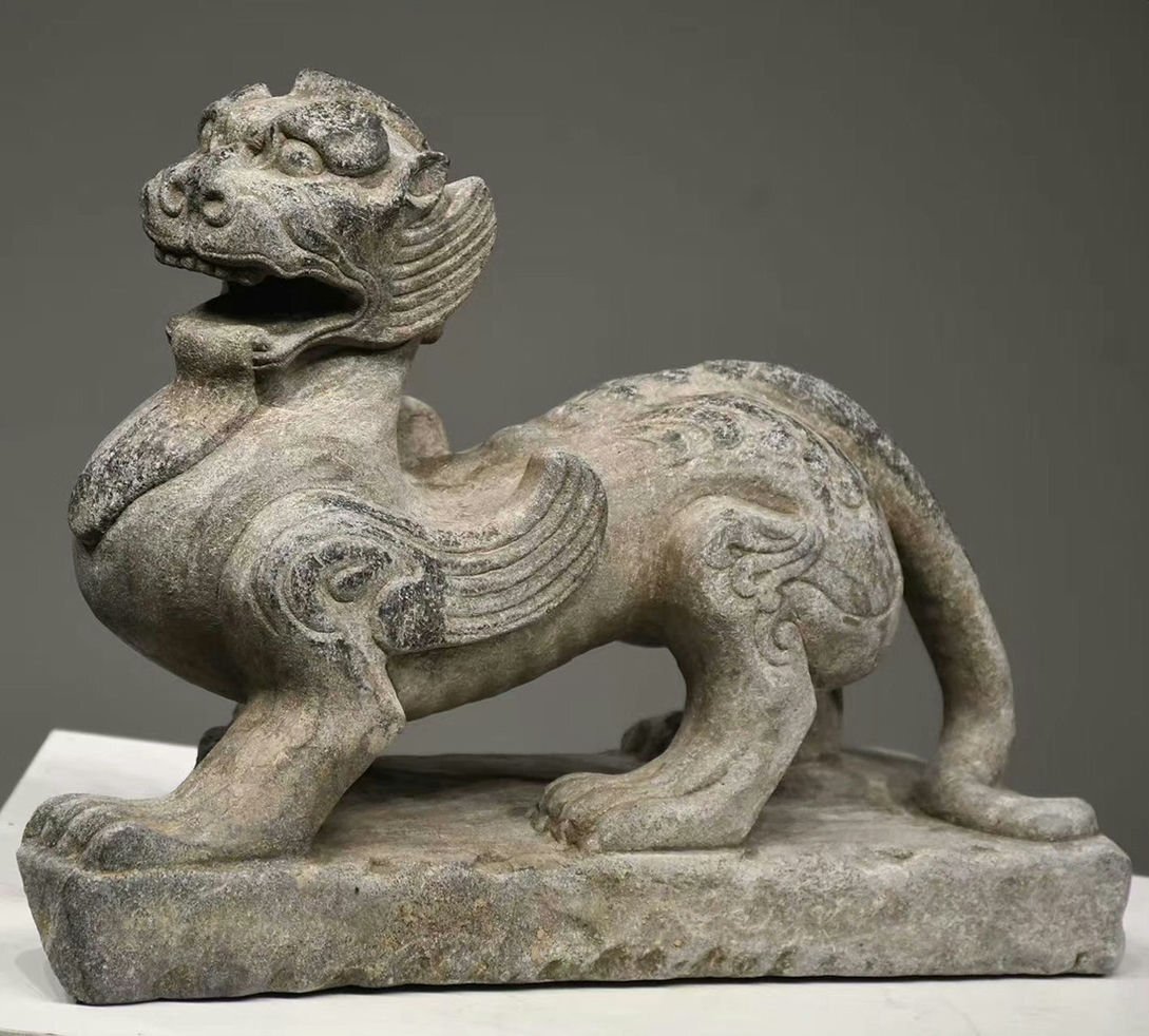 ▼渡鶴羽▼H3185明時代 青石貔貅 青石細密細工★古置物★古賞物★古擺件★蒐集家放出★唐物拍卖