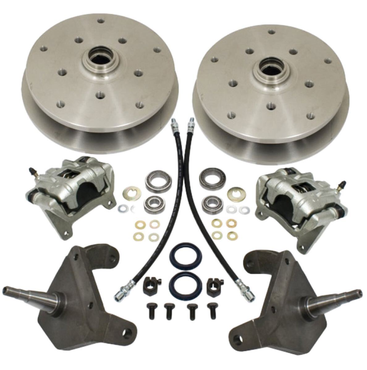 空冷ビートル EMPI 2-1/2インチローダウンドロップスピンドル 5x205mmおよび5x130mm ボルトパターン フロントディスクブレーキキット52-65拍卖
