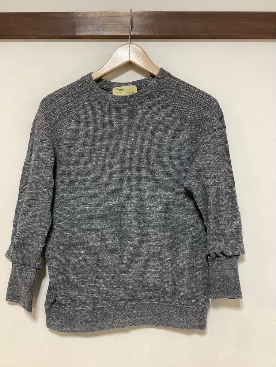 え1767 TOGGA PULLA トーガ プルラ 長袖Tシャツ ロンT サーマル地 1サイズ ダークグレー 日本製 TP01-JL225拍卖