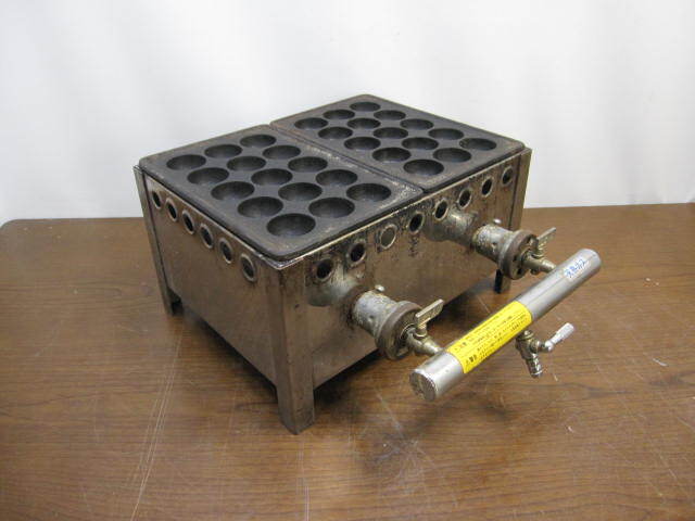 ◆業務用 たこ焼き器 小玉 2連×15 天然ガス 都市ガス 13A USED品◆菅-G拍卖