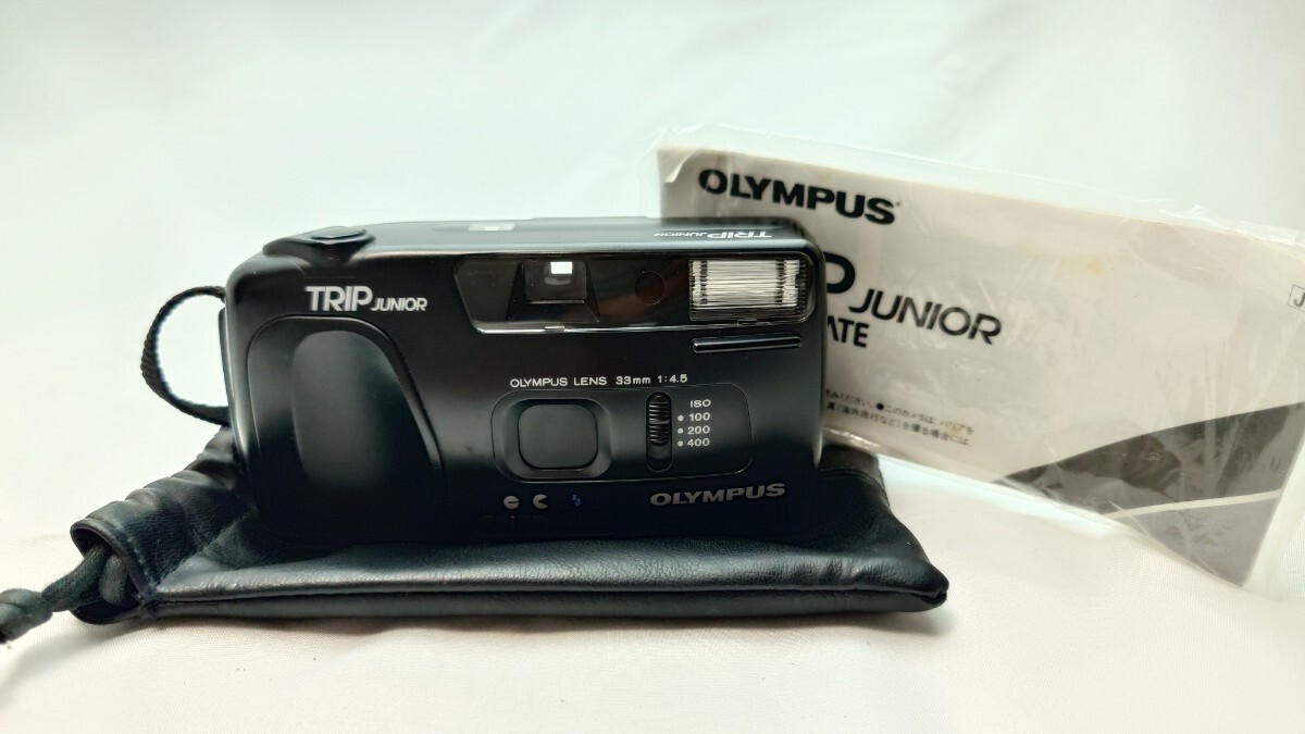 「ほぼ新品」オリンパス OLYMPUS トリップ TRIP JUNIOR QUARTZ DATE  コンパクトフィルムカメラ 取説 カメラケース付拍卖