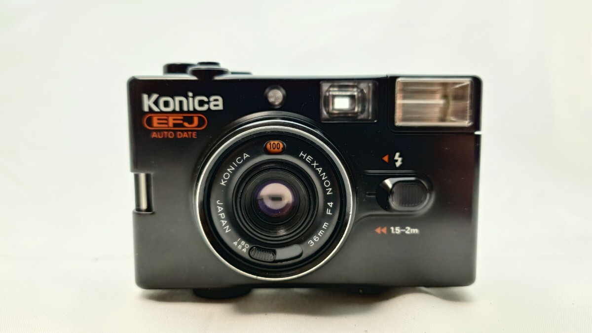 美品  コニカ  KONICA  EFJ オートデート  AUTO DATE HEXANON 36mm F4 コンパクトフィルムカメラ 単三電池仕様 ブラック拍卖
