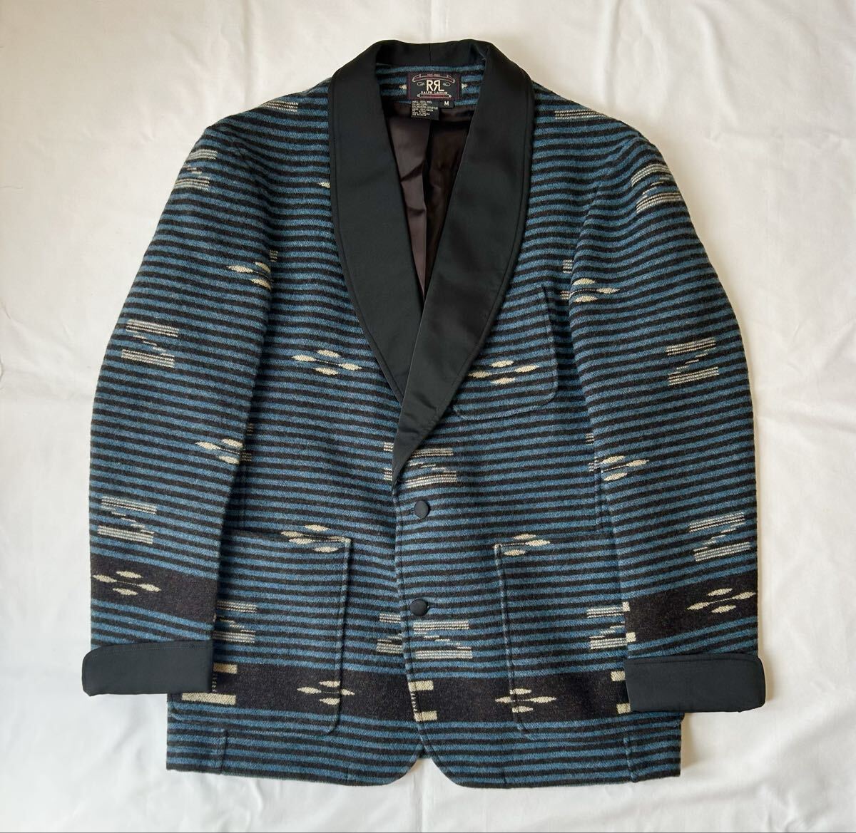 90s RRL 三ツ星タグ ネイティブ 柄 スモーキングジャケット 未使用 ダブルアールエル PolobyRalphLauren ラルフローレン ジャケット ウール拍卖