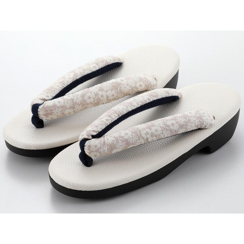 ◆ウレタンソール◆草履 型押し ソフト鼻緒 お洒落 zh-305 (52オフホワイトにベージュ) フリーサイズ 【カジュアル 小紋 紬 雨の日】拍卖