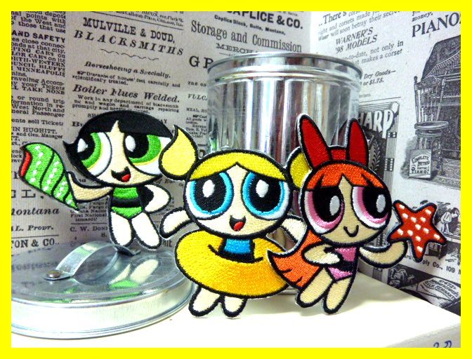 アイロン 接着 刺繍 ワッペン◆パワーパフガールズ 3枚セット◆ キャラクター アメトイ アメ雑 雑貨 アメキャラ拍卖