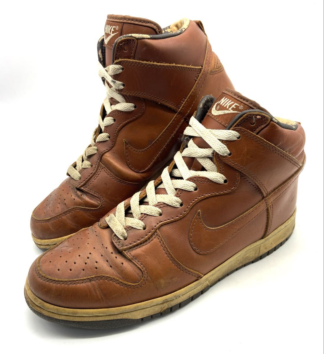 【ナイキ/ダンクハイプレミアム/ミディアムカレー/305808-771】高級上質レザースニーカー!ブラウン/jp27cm!衝撃プライス!復刻!9/13拍卖