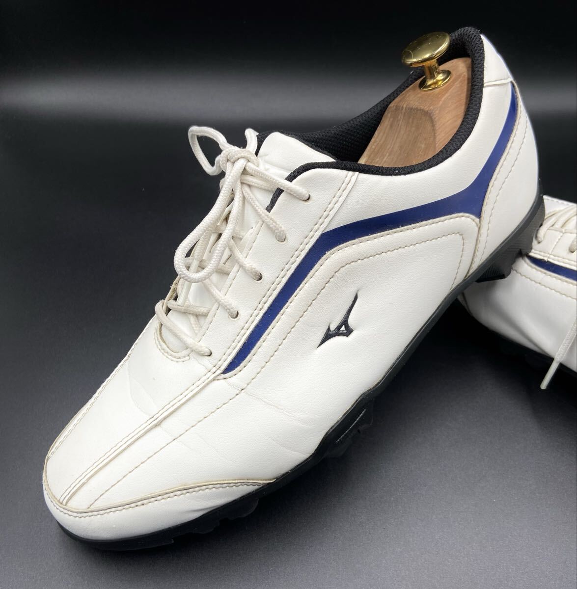 【ミズノGOLF/ティーゾイド/51GQ188014】高級上質レザーゴルフスパイクシューズ!ホワイト×ネイビー/jp26.5cm!衝撃プライス!9/8拍卖