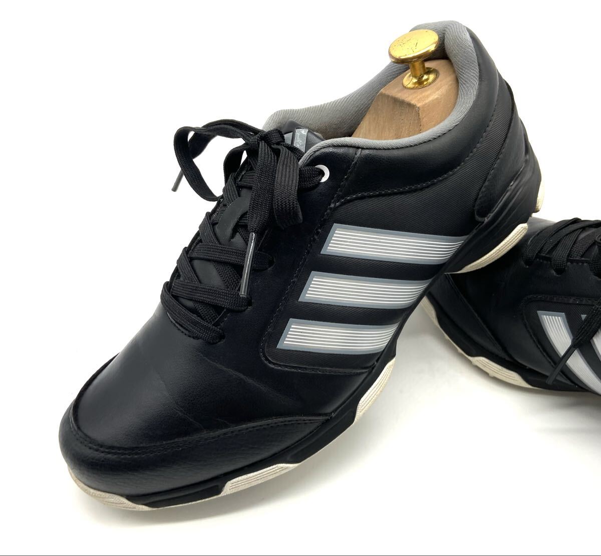 【アディダスGOLF/ピュア360ライトNWP/Q44810】高級上質レザーゴルフスパイクシューズ!黒×銀/jp25cm!衝撃プライス!最高傑作!9/7拍卖