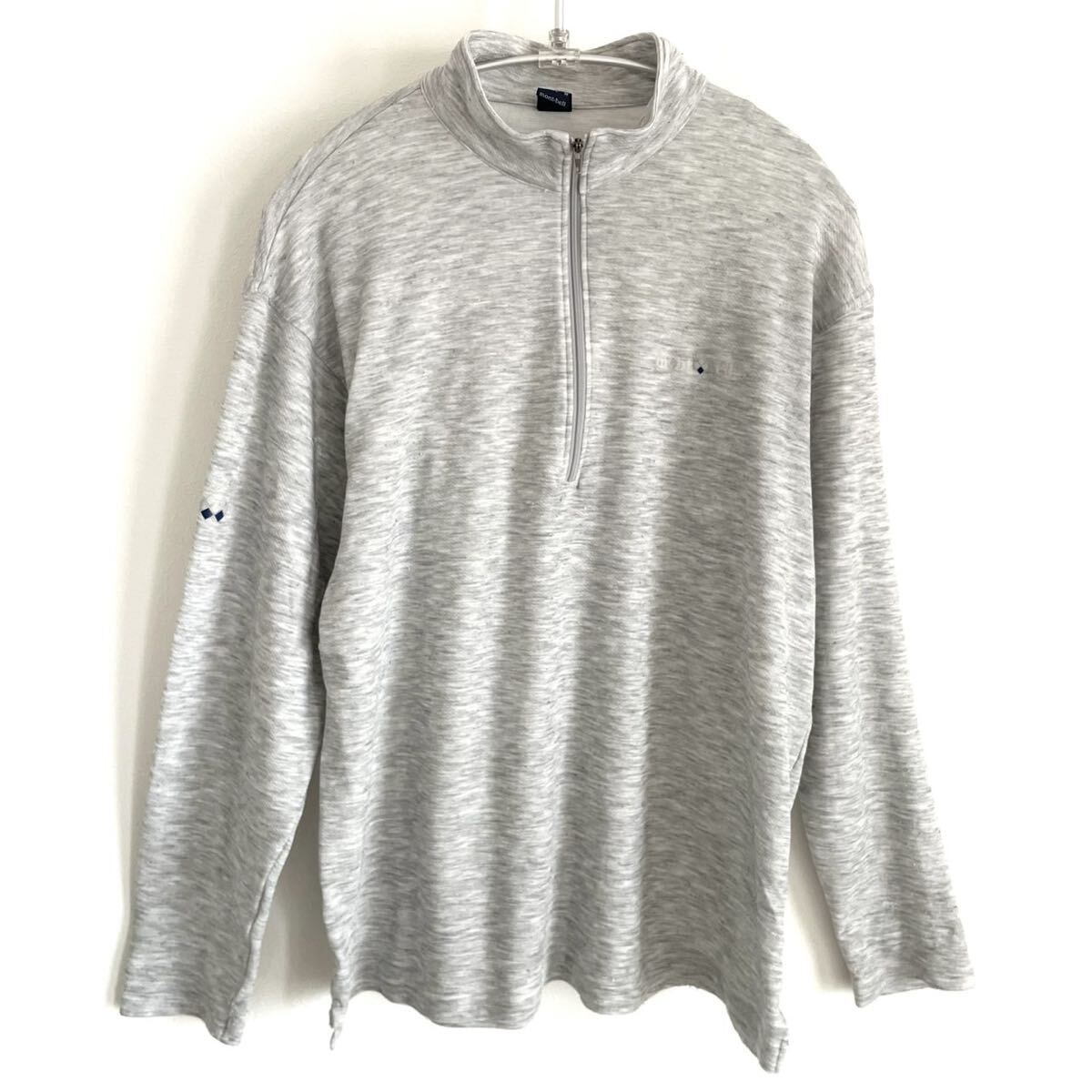 【日本製】【モンベル】高級ハーフジップスウェットトレーナー/杢グレー/L表記/衝撃プライス!ベーシッククラシックアウトドア!NB17拍卖