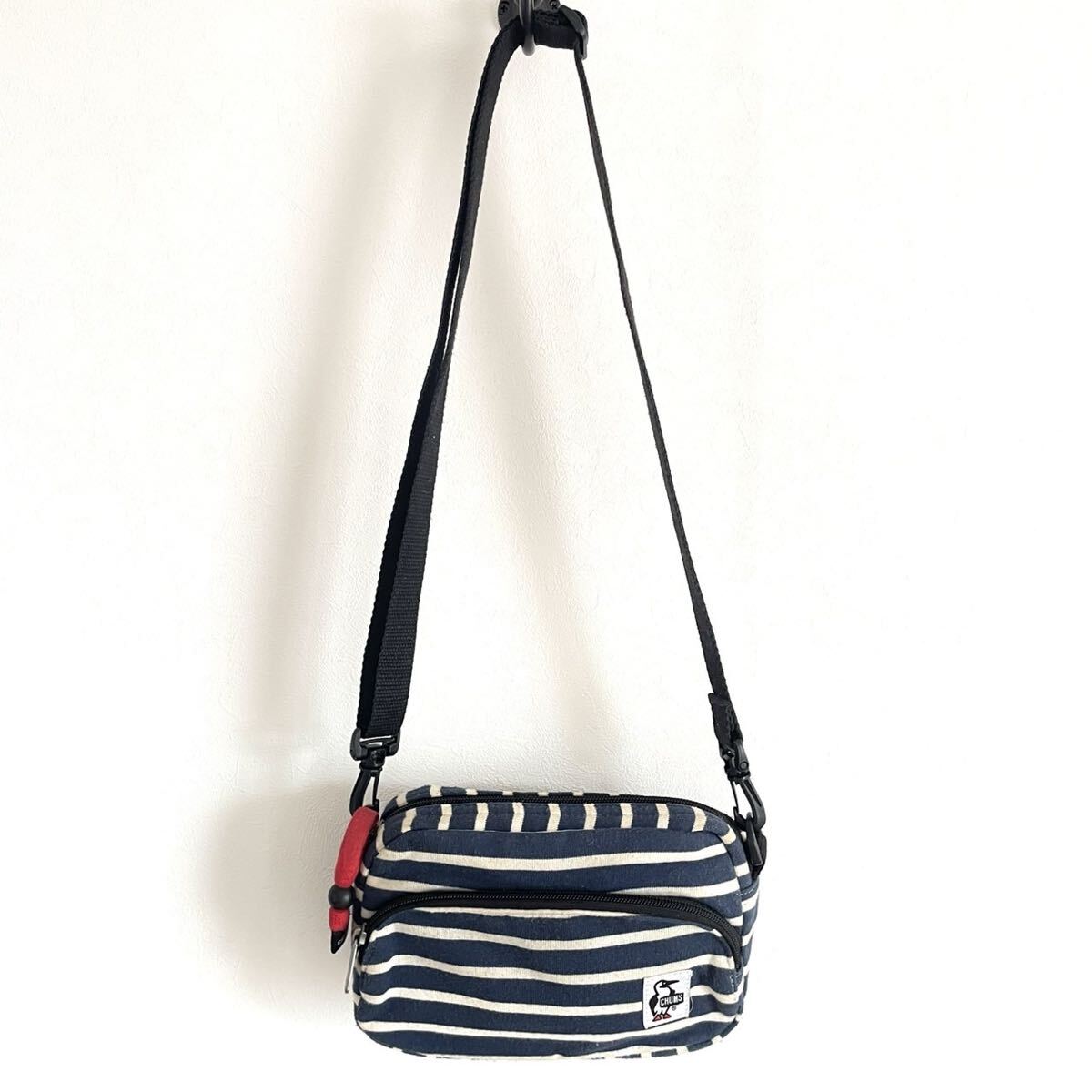 【チャムス】オリジナル高級ボーダーショルダーバッグ/ネイビー×ホワイト/衝撃プライス!大人気シンプルデザイン/売り切りSALE!NB42拍卖