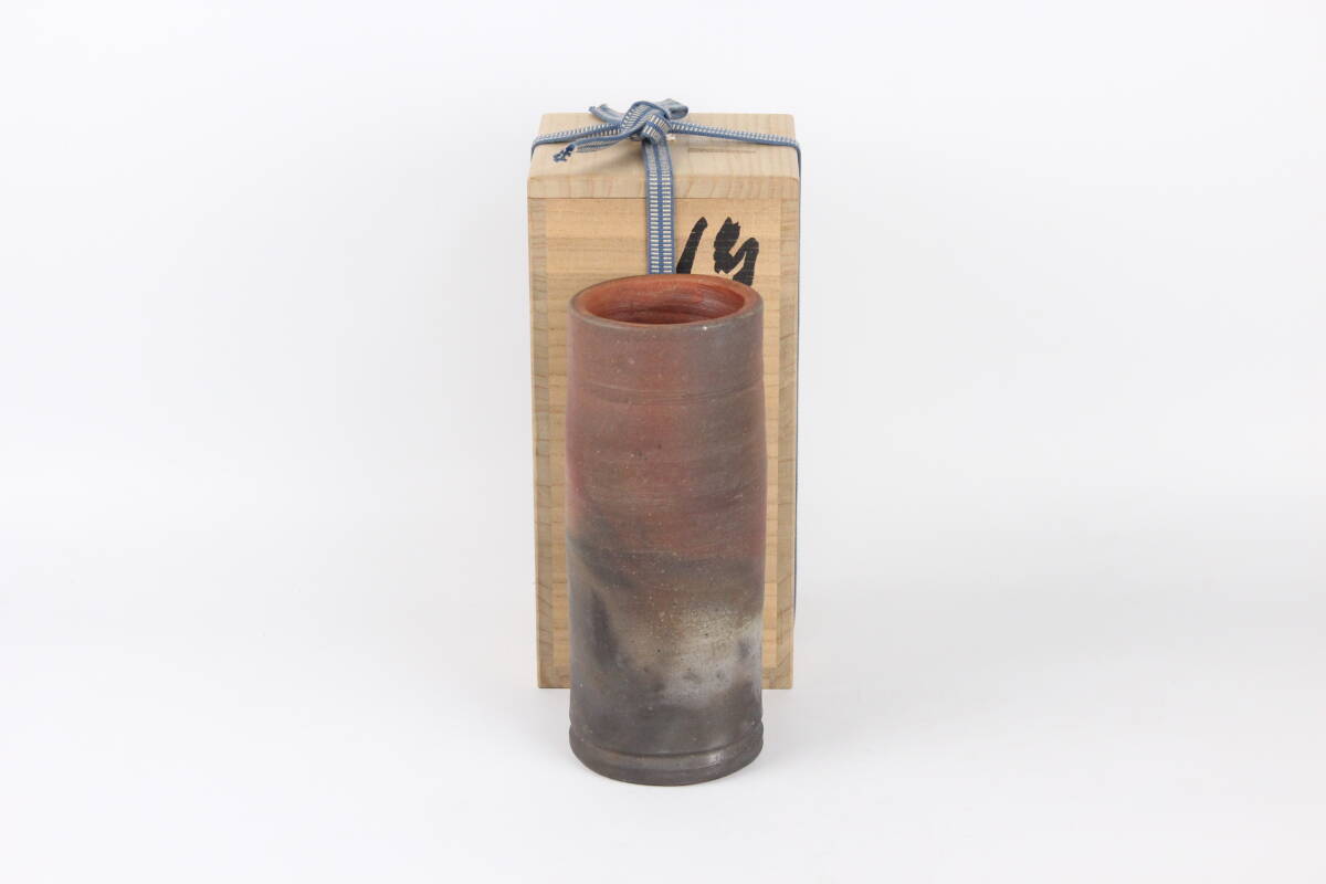 備前焼 備前花入 人間国宝 藤原雄 共箱 保証 ES5-3拍卖