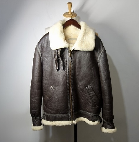 TK エアロボンバー Aero Bomber リアルムートン B-3 フライトジャケット L ブラウン ライダース レザージャケット拍卖