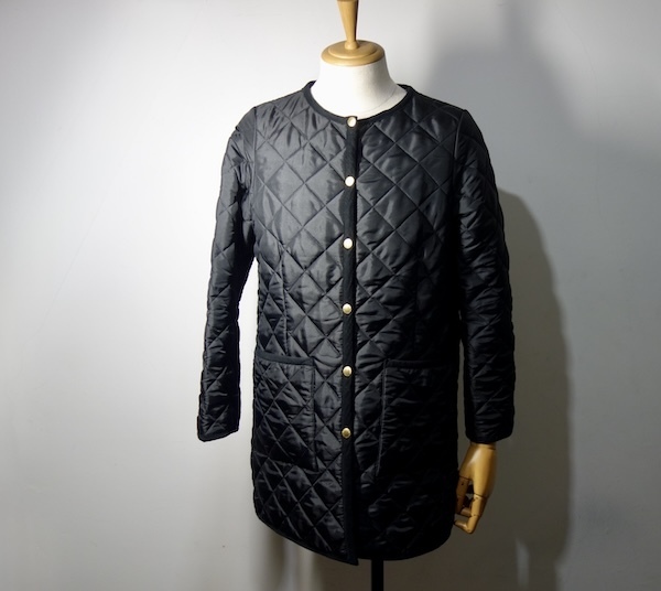 TK 美品 トラディショナルウェザーウェア Traditional Weatherwear 金ボタン ARKLEY ノーカラー キルティングコート 36 黒 アークリー拍卖