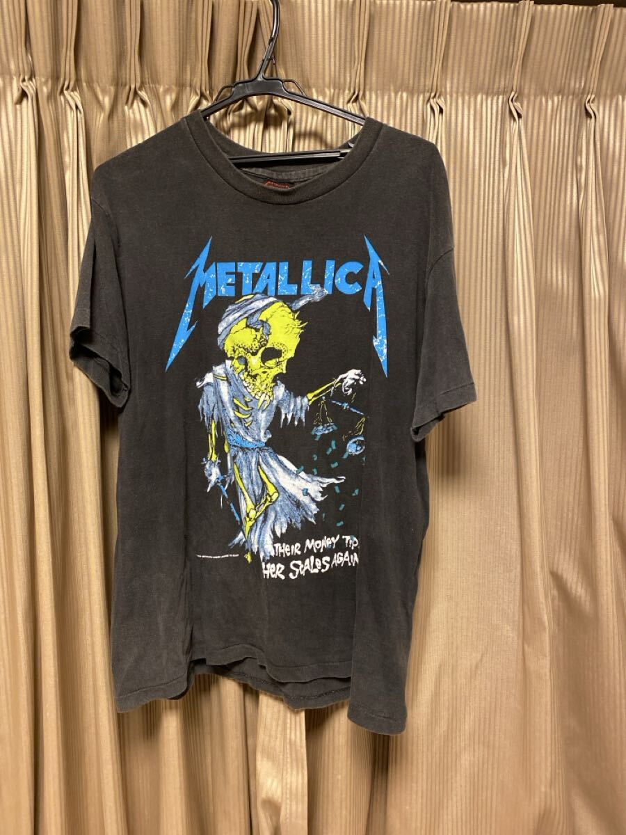 ヴィンテージMetallicaドリスTシャツDorisメタリカPusheadパスヘッドVINTAGEブロッカムBROCKUMコピーライト有バンドTシャツLサイズtee本物L拍卖