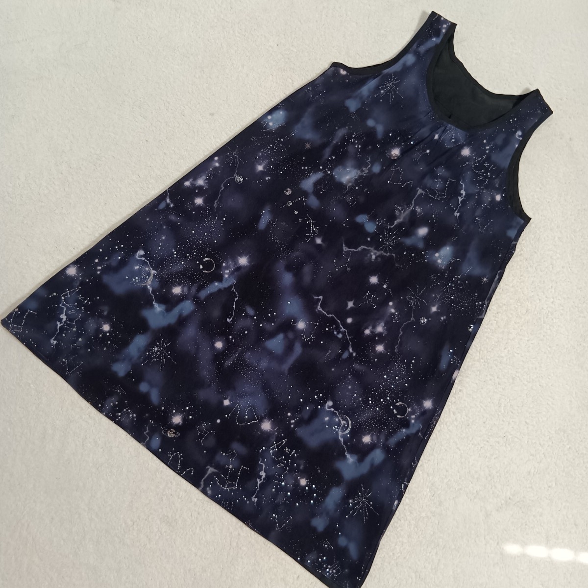【リバーシブル】rivet&surge リベットアンドサージ 星座柄チュール ノースリーブ ワンピース ネイビー ブラック ★1000拍卖
