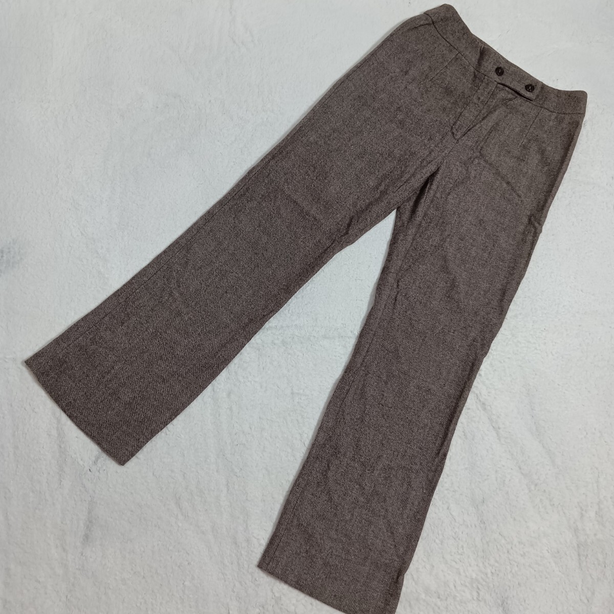 MARIA DI RIPABIANCA マリアディリパビアンカ イタリア製 ウール ツイード パンツ ブラウン系 サイズ44 ★1000拍卖