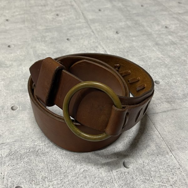 Stevenson Overall リングベルト スティーブンソンオーバーオール レザー ブラウン ハイクオリティー 真鍮バックル ブラス製 石瀬7125拍卖