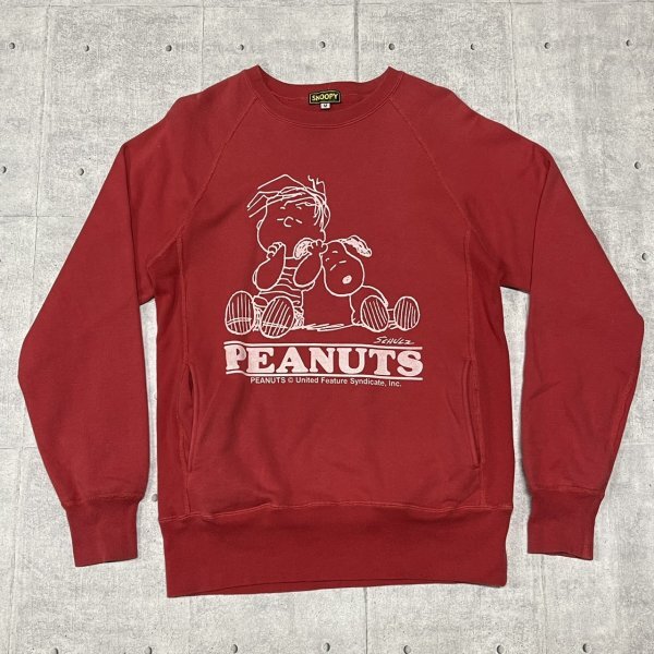 PEANUTS SNOOPY ラグラン スウェット スヌーピー ピーナッツ トレーナー パイル裏地 両面プリント ポケット付き レッド 石瀬7429拍卖