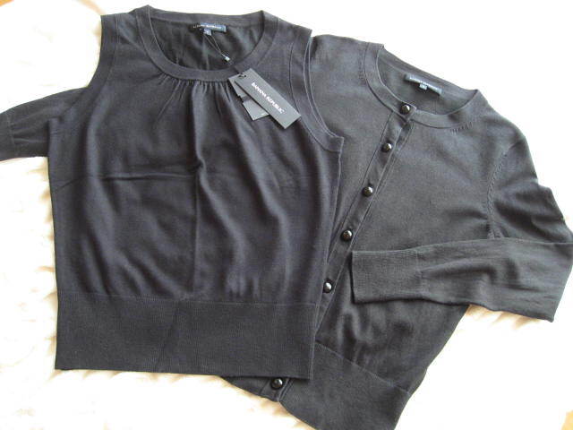 新品あり 2点セット バナナリパブリック バナリパ BANANA REPUBLIC アンサンブル カーディガン ノースリーブニット ブラック 配送230円拍卖