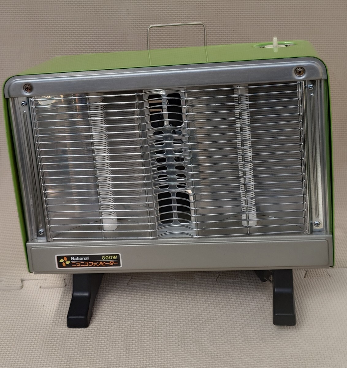 ナショナル ニコニコ ファンヒーター FE-800A 1 レトロ ポップ ビンテージ 電気 ファン付 ヒーター 電気ストーブ 緑 グリーン National拍卖