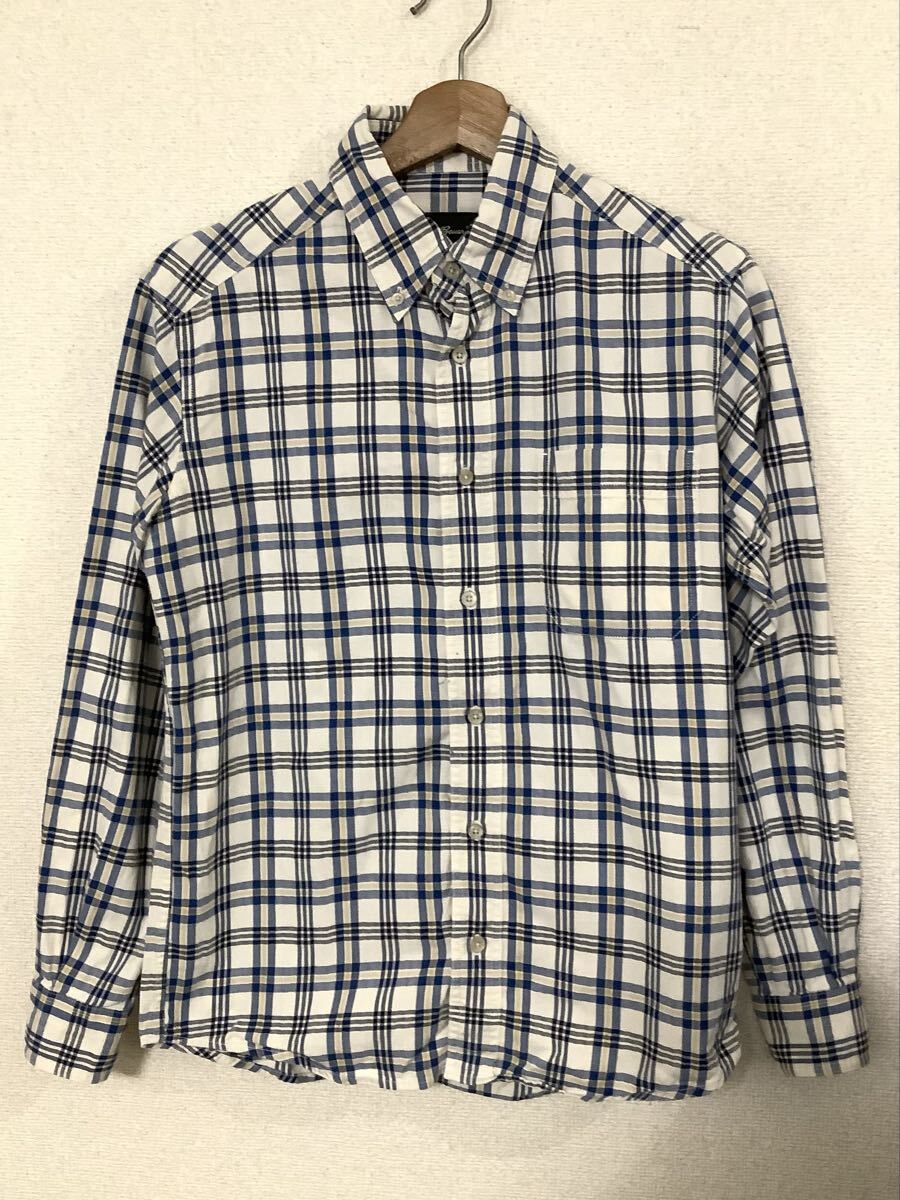 eddie-bauer エディーバウアー チェック柄 ボタンダウン長袖シャツ ブルー アウトドア カジュアル アメカジ 古着 XS拍卖