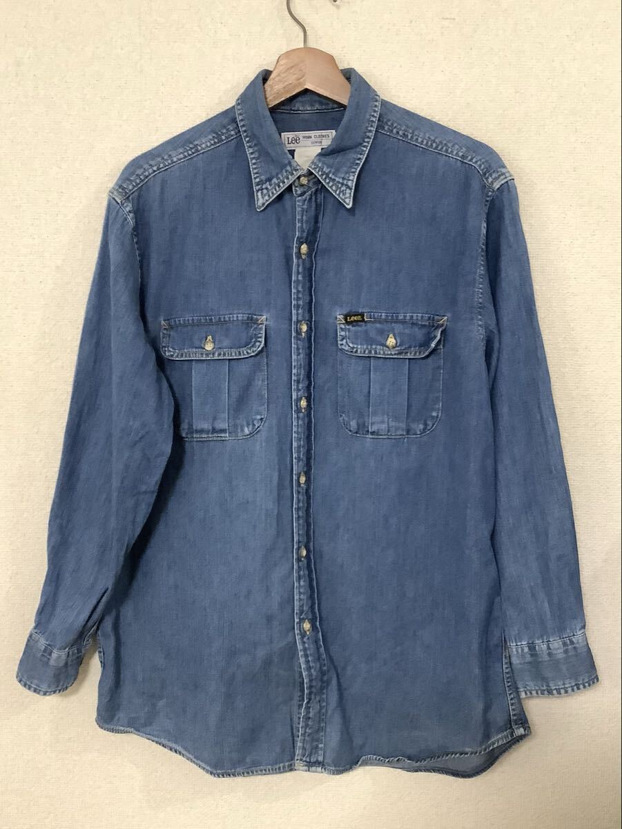 Lee リー EDWIN エドウィン 長袖デニムシャツ カジュアル アメカジ ビンテージ メンズ 古着 M ワークシャツ拍卖
