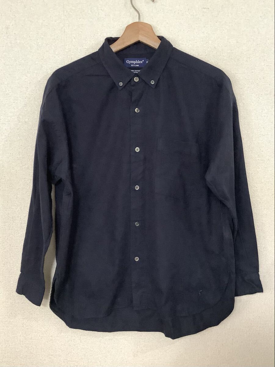 gymphlex ジムフレックス ブラック 長袖シャツ ボタンダウンシャツ コットン セレクト メンズ 12 カジュアル拍卖