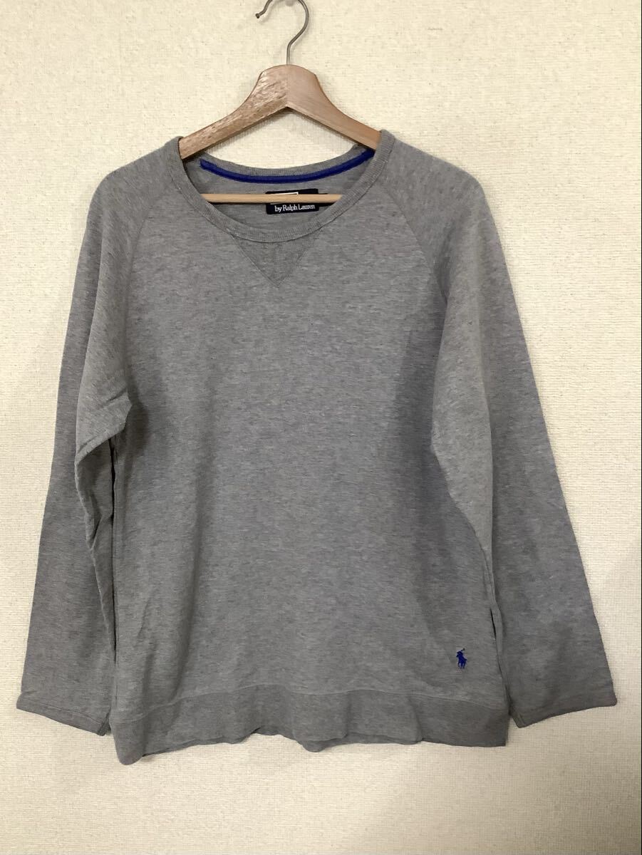 ポロ RALPH LAUREN ラルフローレン 前V 長袖 Tシャツ クルーネック トップス グレー メンズ ビンテージ セレクト拍卖