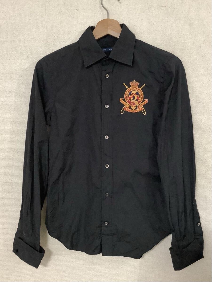 RALPH LAUREN ラルフローレン 長袖シャツ ドレスシャツ コットン製 ブラック セレクト レディース 9拍卖