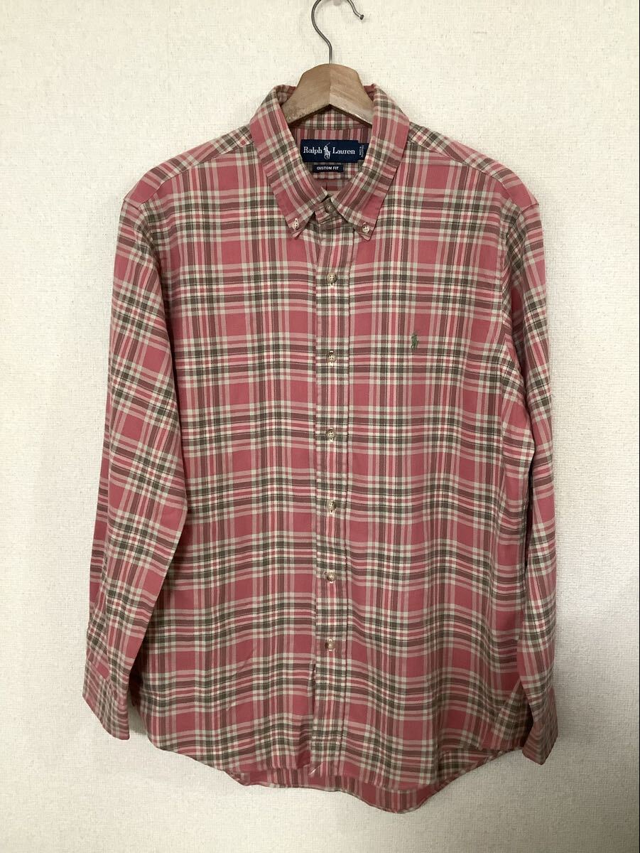 ラルフローレン RALPH LAUREN ボタンダウンシャツ コットンシャツ チェック 長袖シャツ セレクト メンズ XL拍卖
