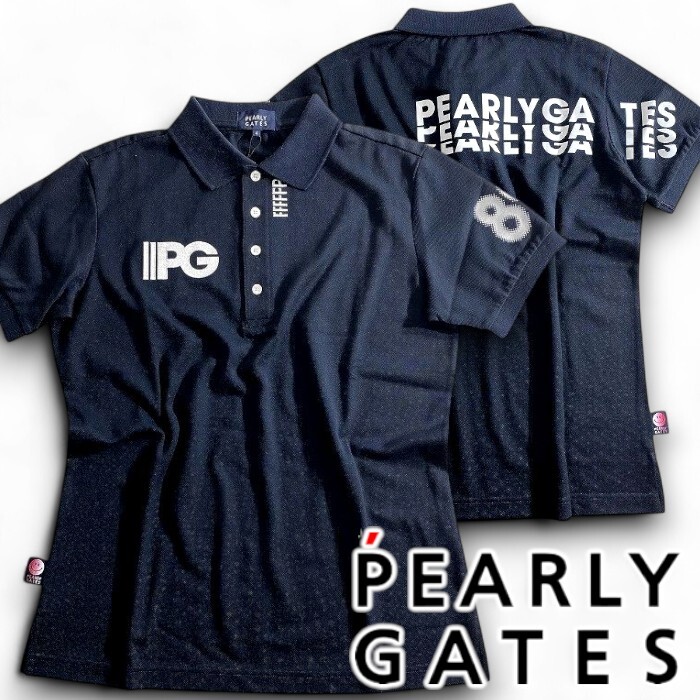 PEARLY GATES パーリーゲイツ 定価1.9万 日本製 吸水速乾×UVカット 鹿の子 半袖 ポロシャツ ゴルフウェア 2260801 120 4 ▲022▼50902w11拍卖