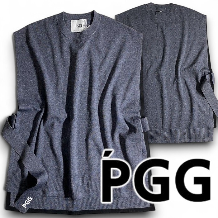 PGG by PEARLY GATES パーリーゲイツ 定価2.5万 サイドベルト ノースリーブ ニットベスト カットソー ゴルフ 2273603 121 M▲028▼50903w08拍卖