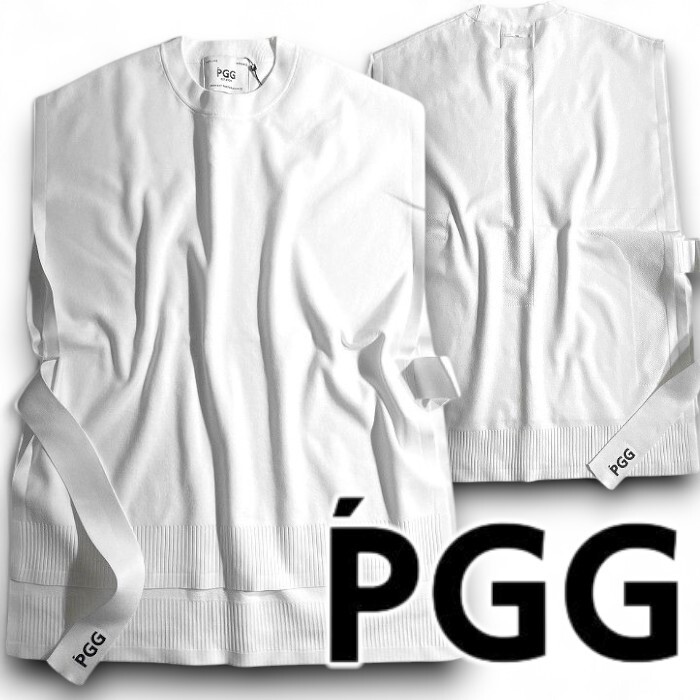 PGG by PEARLY GATES パーリーゲイツ 定価2.4万 サイドベルト ノースリーブ ニットベスト カットソー ゴルフ 2273601 030 M▲027▼50903w09拍卖