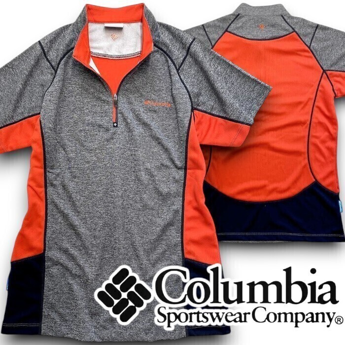コロンビア スポーツウェア アウトドアウェア 吸水速乾aerocool 半袖 ハーフジップシャツ カットソー YLG008 105(XL)▲005▼30515h06拍卖