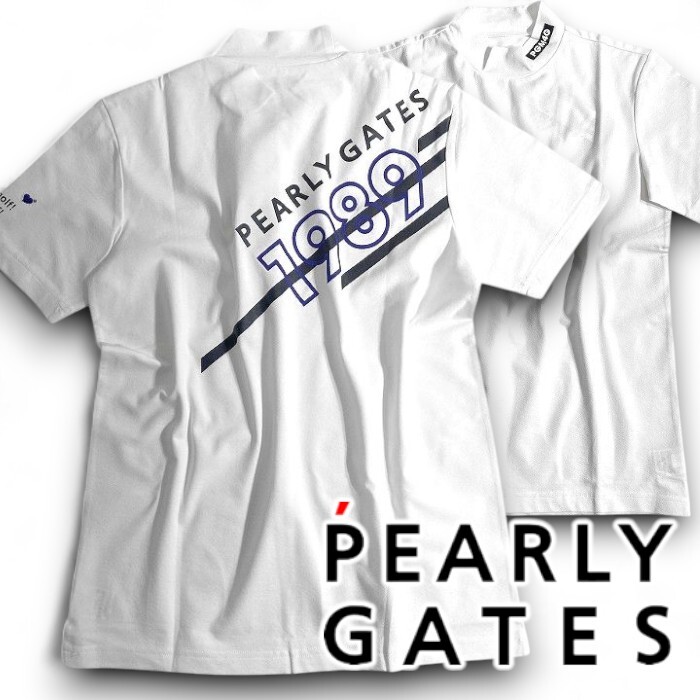 PEARLY GATES パーリーゲイツ 定価1.6万 日本製 ベアカノコ モックネック 半袖 カットソー ゴルフウェア 2167401 030 4 ▲018▼50905w11拍卖