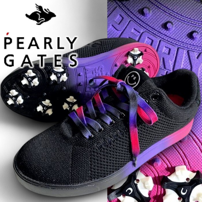 PEARLY GATES パーリーゲイツ 定価3.5万 UNDYED-KNIT グラデ ローカット ソフトスパイク ゴルフシューズ 2292802 010 23 ▲039▼50912w03拍卖