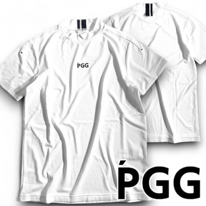 PGG by PEARLY GATES パーリーゲイツ 定価1.3万 吸水速乾 裏ハニカム モックネック 半袖 カットソー ゴルフ 2267601 030 5 ▲015▼50808w01拍卖