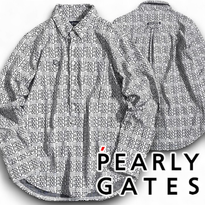 PEARLY GATES パーリーゲイツ 新品 定価2.9万 日本製 Wジャガード 総柄 BD 長袖 ポロシャツ ゴルフウェア 3261101 031 4 ▲045▼50924w04拍卖