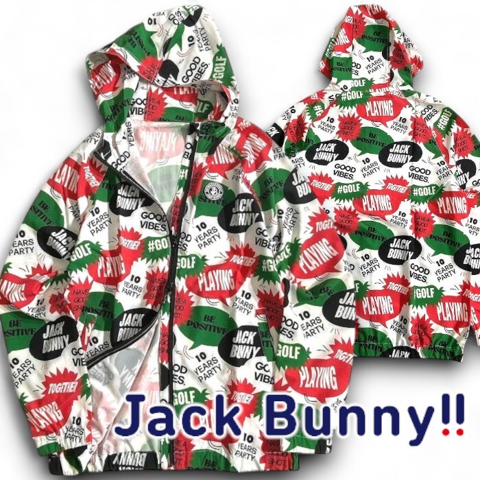 Jack Bunny!! ジャックバニー パーリーゲイツ 定価1.9万 ミニリップ 総柄 2WAYストレッチ パーカー ゴルフ 3120301 031 6 ▲020▼50925w01拍卖