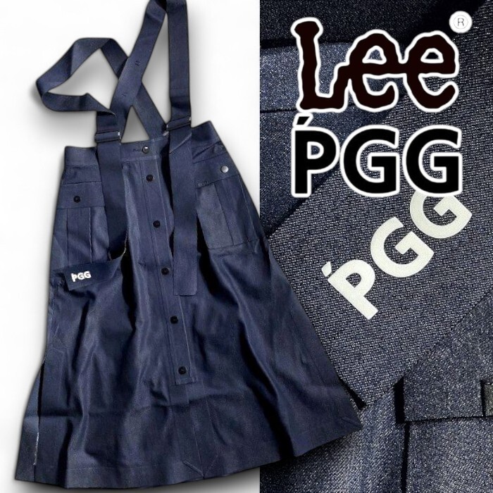 PGG by PEARLY GATES × Lee パーリーゲイツ リー 定4.1万 無縫製圧着 リサイクルPeデニム スカート ゴルフ 2134306 121 0▲034▼50925w12拍卖