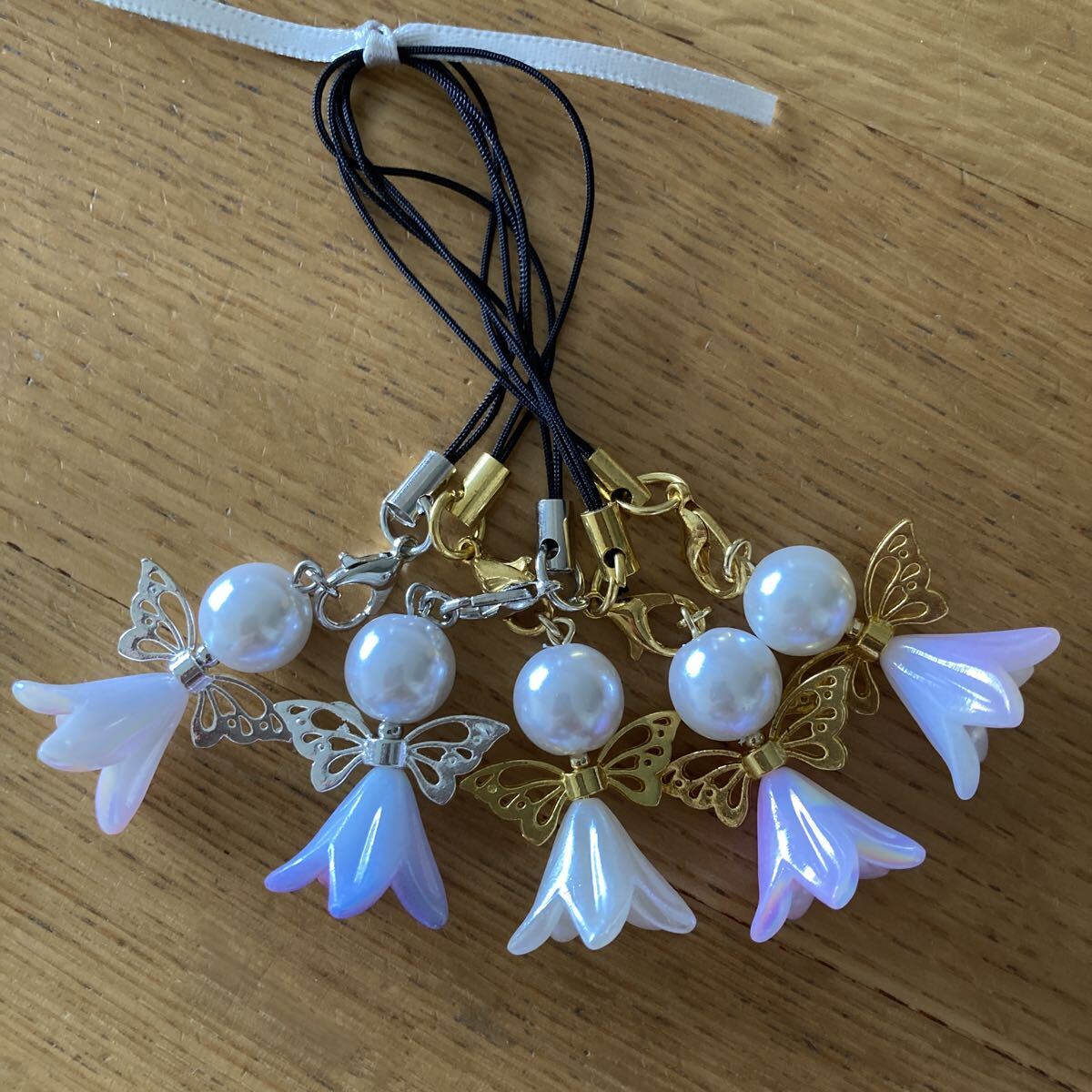 ハンドメイド キーホルダー ストラップ チャーム 天使 プレゼントにも エンジェル 5個セット拍卖
