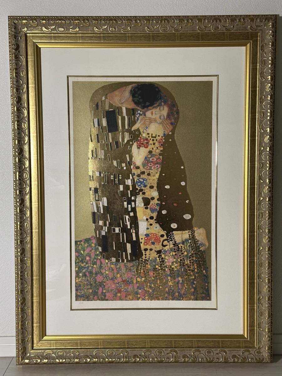 【真作保証】グスタフ・クリムト『接吻』 シルクスクリーン 1/250 額装 版画 25.9/sy.pp拍卖
